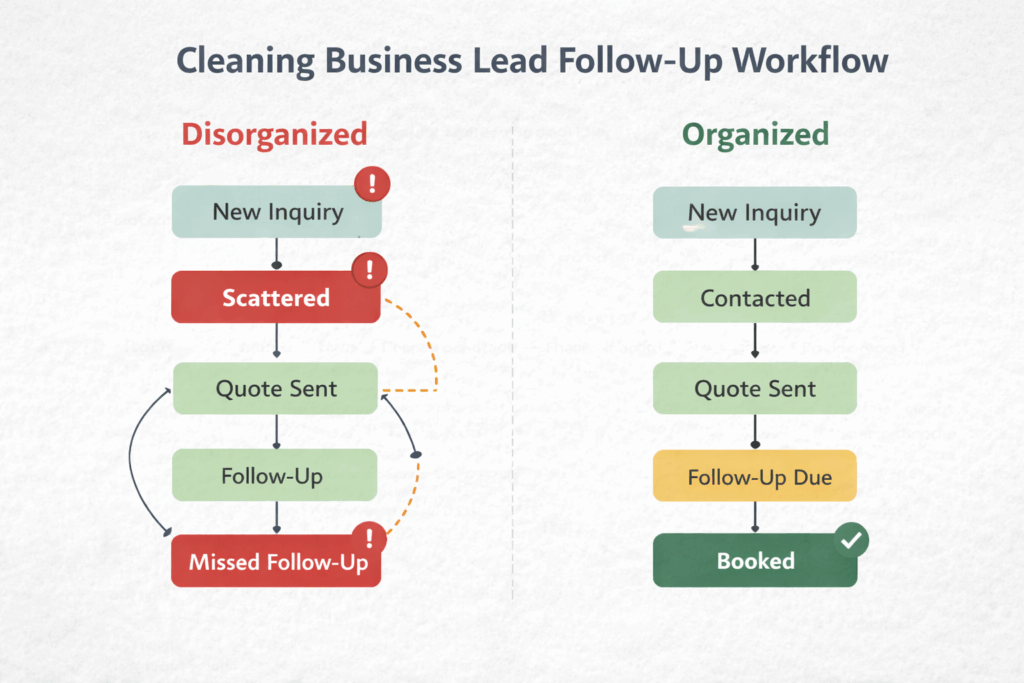 Simple cleaning business lead tracker spreadsheet