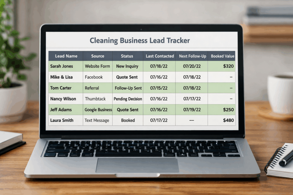 Simple cleaning business lead follow-up workflow