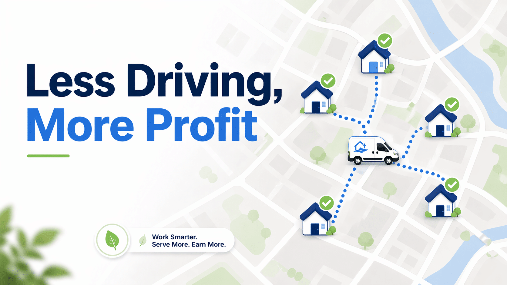 Featured image showing a cleaning route map with clustered homes and less driving for higher profit